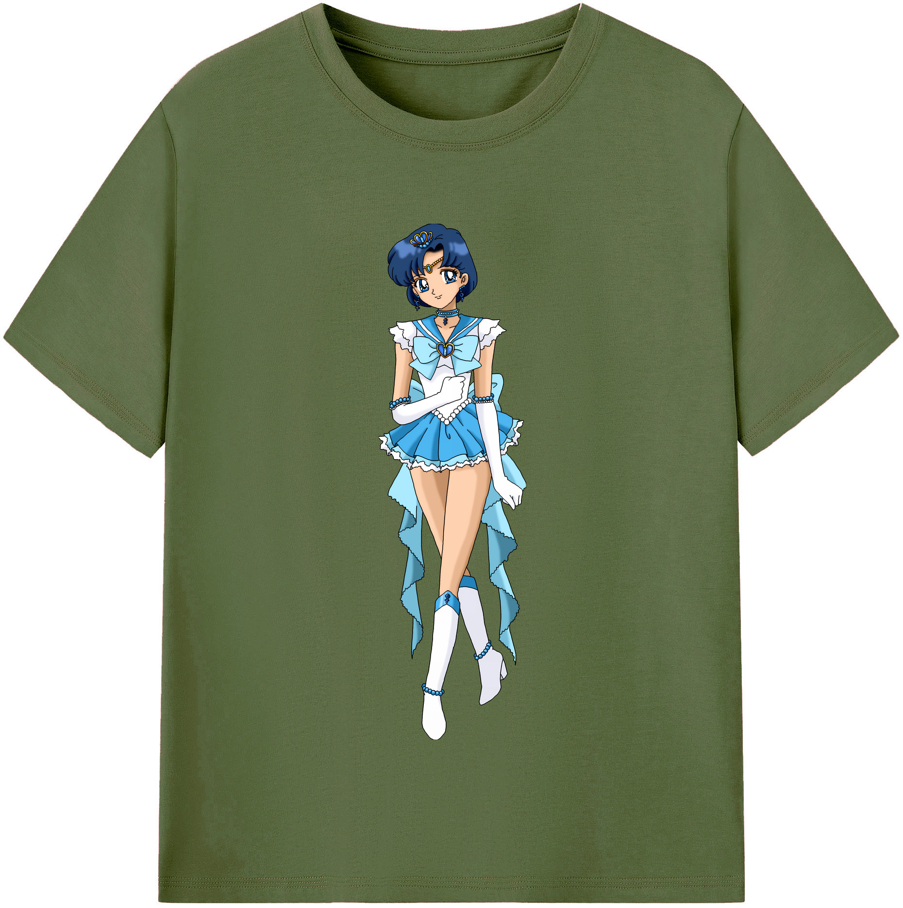 （画像用） 美少女戦士セーラームーン 水野 亜美 みずの あみ Sailor Moon Mizuno Ami 綿100％半袖Tシャツ（フロントプリント）